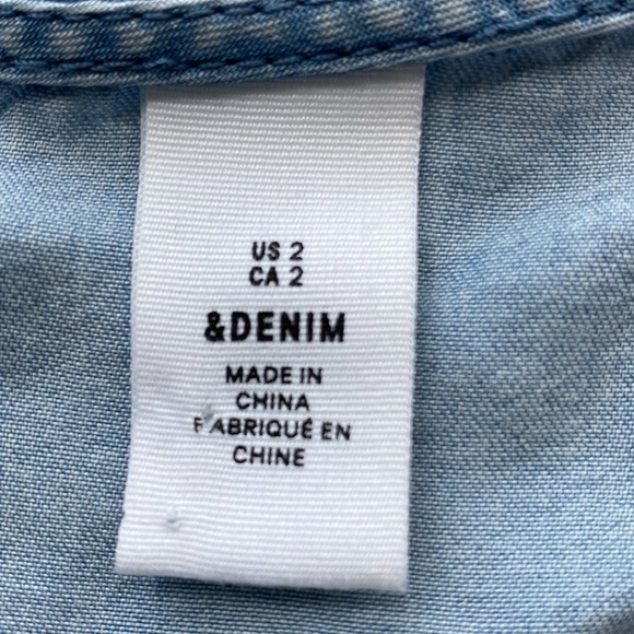 & Denim for H&M Chambray Lyocell Wrapover Blouse Lightweight Denim Size 2 - Picture 7 of 11